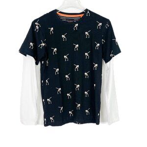 NWT Denim & Flower Skeleton Print Long Sleeve T-Shirt Halloween Boy Size 11/12